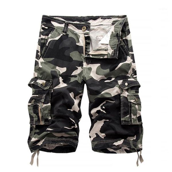 

summer style camouflage cargo shorts loose men's casual shorts fitness cotton overalls male knee length beach1, White;black