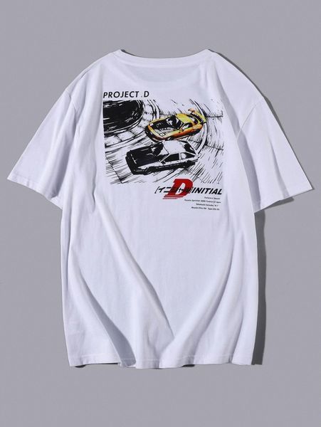 

men car & letter graphic tee c6la#, White;black