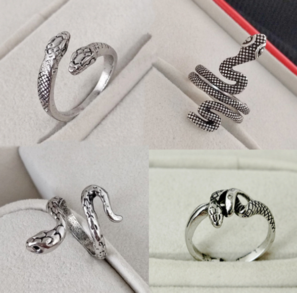 

20 styles retro gothic snake animal vintage jewelry hip hop men women fashion stainless steel punk open adjustable ring jewelry