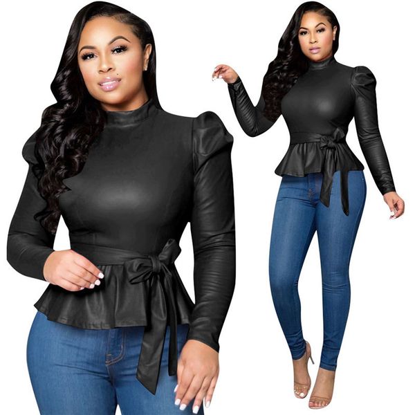 

new autumn women's clothing flocked leather short coat bomber faux leather outwear lady spring loose fashion six colors 201030, Black