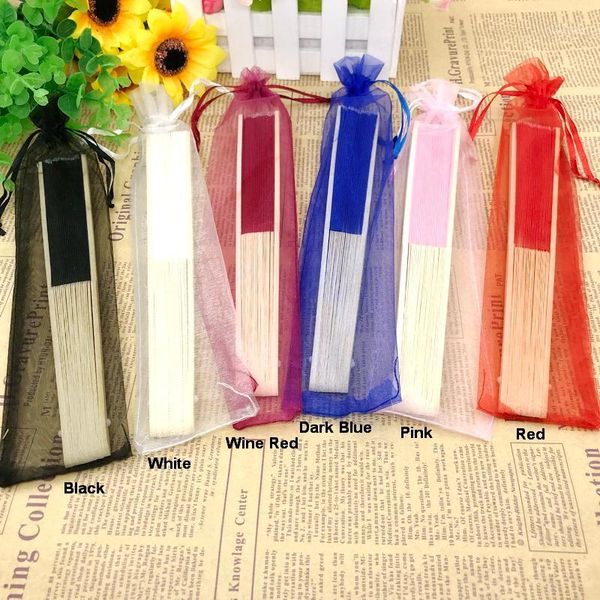 

36pcs wedding fan in yarn bag custom printing personalized hand foldable bamboo fan with organza bag party decoration supplies1