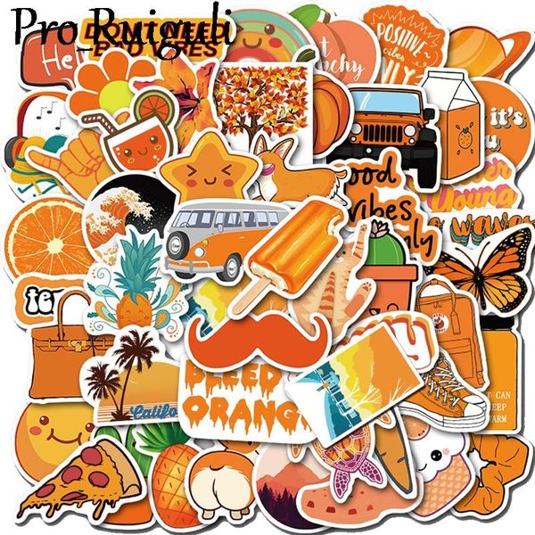 

50pcs funny orange color scrapbooking stickers packs waterproof skateboard luggage guitar graffiti kid toy decals pasters gifts wmtsac