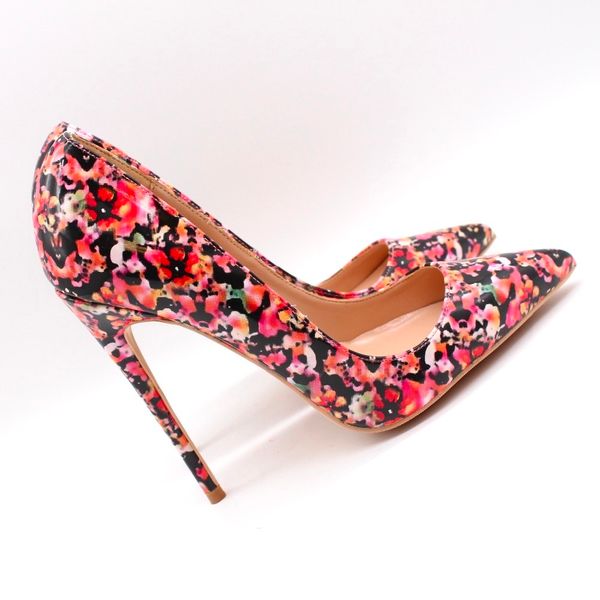 

sending the of fashions women varnished leather pumps printed pointy toe high stiletto heels 12  cm 8 in party a2t9, Black