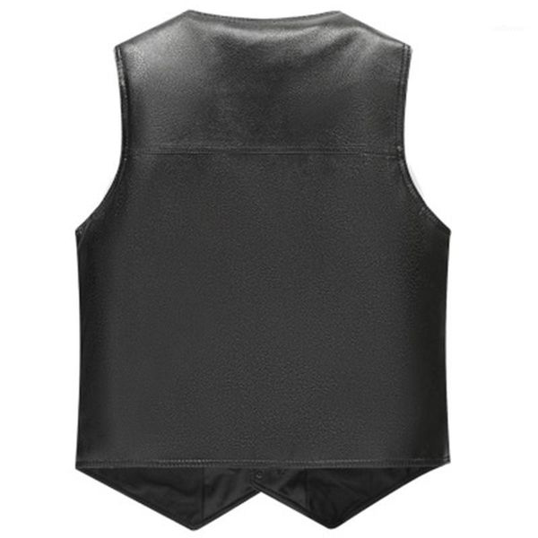 

winter male leather vest 2020 autumn brand plus size black pu leather vest men fleece lined warm jackets sleeveless coat1, Black;white