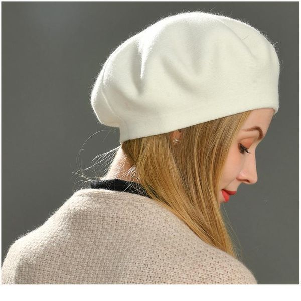 

women beret hat winter female knitted cotton wool hats spring brand girls wool solid col qylqfl