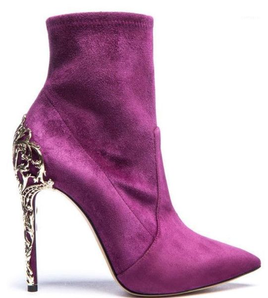 

women ankle boots pointed toe high heel frosted boots over the knee metal decoration women thigh high shoes black1, Black