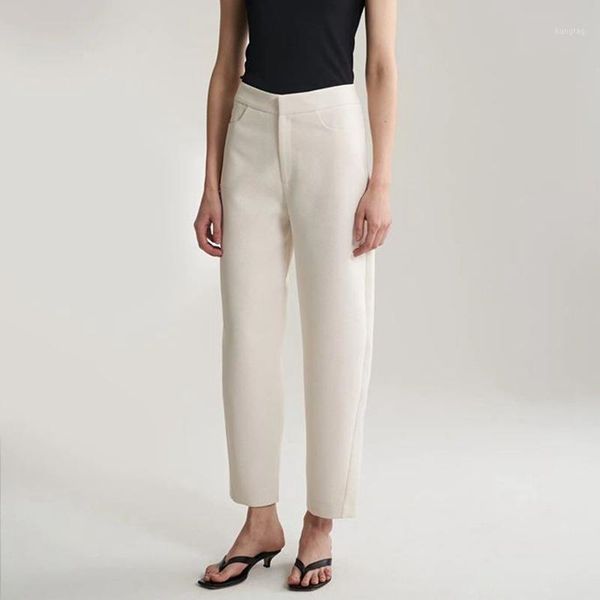 

women pants spring/summer 2020 new trousers fashionable casual solid color straight pants mid-waist1, Black;white