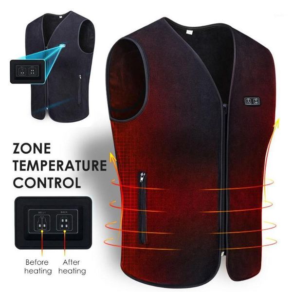 

3-speed adjustable temperature charging heated vest usb self-heating winter electric vest washable foldable sleeveless jacket1, Gray;blue
