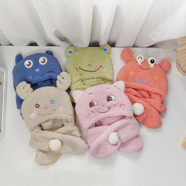 

neck children's autumn boys and girls infant warm ear protection one scarf baby hat lovely winter, Red;brown