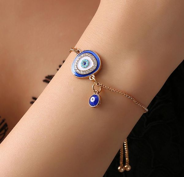 

2020 turkish lucky blue crystal evil eye bracelets for women handmade gold chains lucky jewelry bracelet woma wmturp dayupshop, Golden;silver