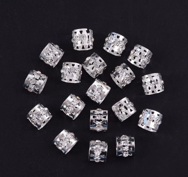 

50pcs beads rhinestone dreadlock tool clip 8x9mm links hair jewelry braids hair dread extension braid adjustable cuffs shape heart sqckk, Black