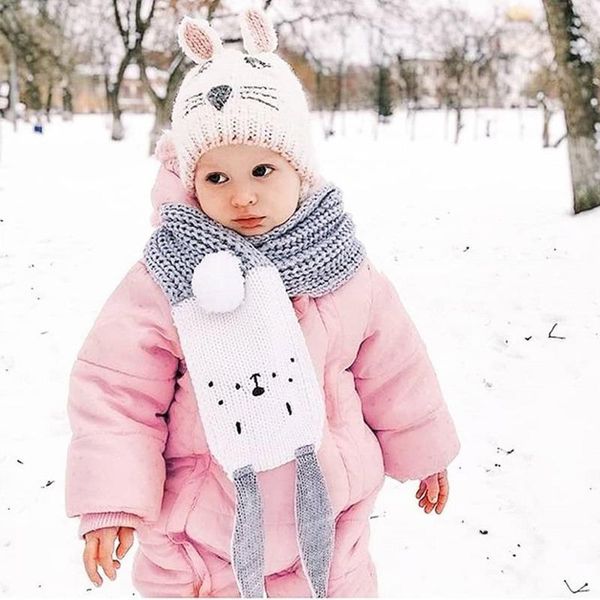 

ear scarf three-dimensional children's knitted scarf baby warm woolen, Blue;gray