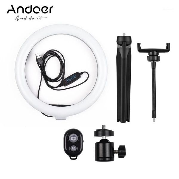 

andoer 10 inch led ring light pgraphy fill-in lamp 3 lighting modes dimmable usb powered pgraphy light with phone holder1