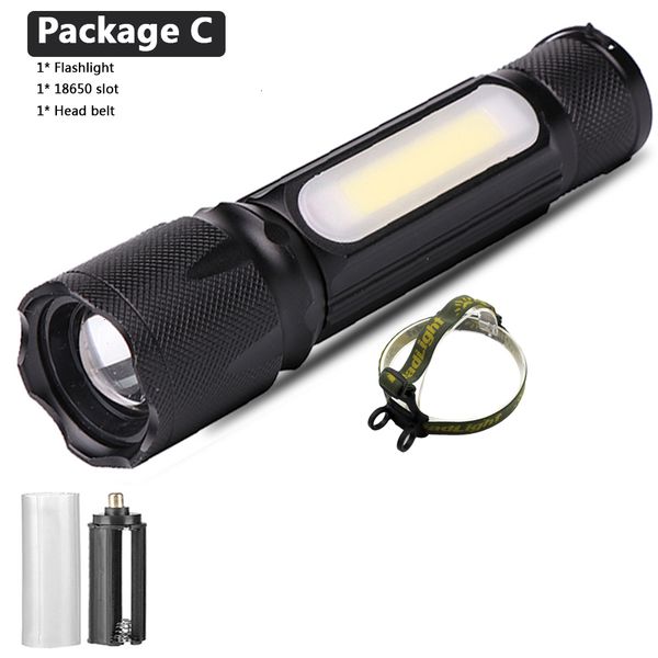 

outdoor led xm-l t6 & cob zoomabe 4 aluminum torch 18650 or aaa battery sealed portable lamp 1 nx3ki