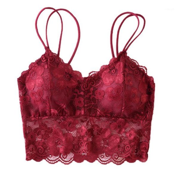 

women's girls full lace removable padded bralette lace bra bustier tank, Red;black