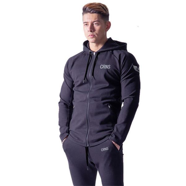 

autumn men gyms hoodies gyms fitness bodybuilding sweatshirt pullover sportswear male workout hooded jacket clothing drop shipping, Black