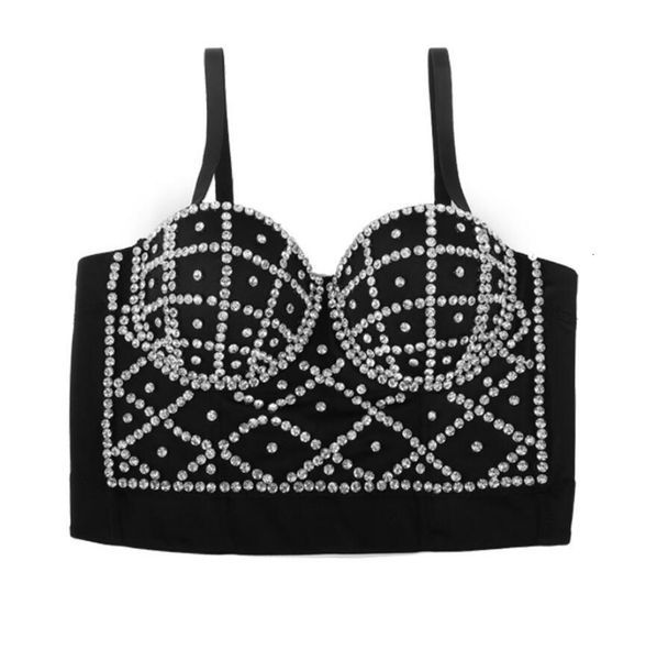 

female black-cut strass bustier corset push up party bralette tank q780 3zdp, Black;white