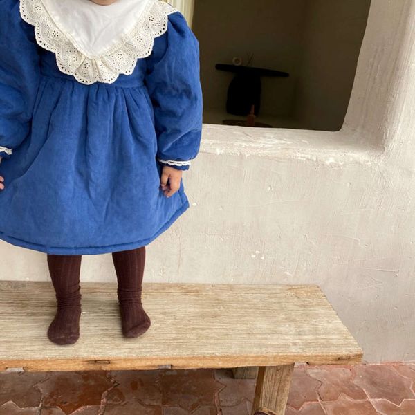 

korean mqd 20 girls' contrast winter lace collar thickened cotton clip drs, Red;yellow