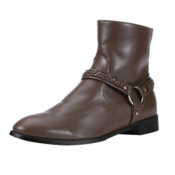 

sagace couple boots men 2020 large size british style buckle casual shoes men boots short shoes mid heel short footwear1, Black