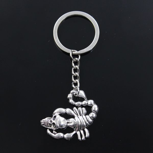 

fashion keychain 37x34mm skeleton scorpion skull pendants diy men jewelry car key chain ring holder souvenir for gift, Silver