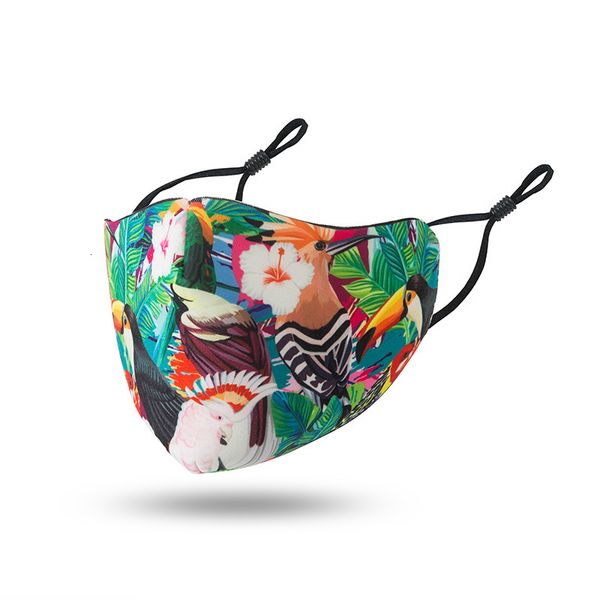 

uouo4u factory price 13 styles flower print drink washable dustproof drinking straw masks anti pm2.5 fog cotton face mask 6 n