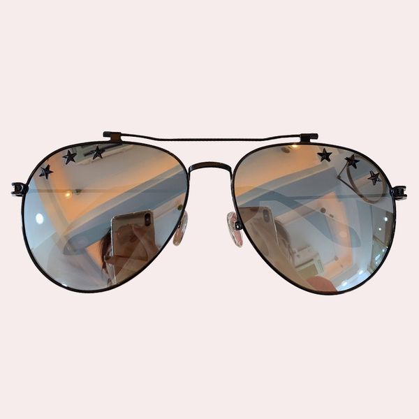 

metal senhoras quadro culos sol piloto mulheres personalidade marca da estrela de luxo designer shades uv400 f8v0, White;black