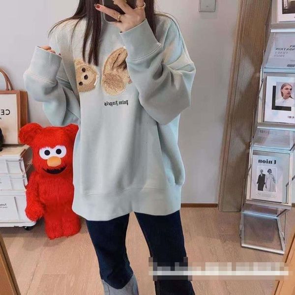 

bear color split a112810 autumn tri winter women's fleece embroidered pullover sweater coat, Black