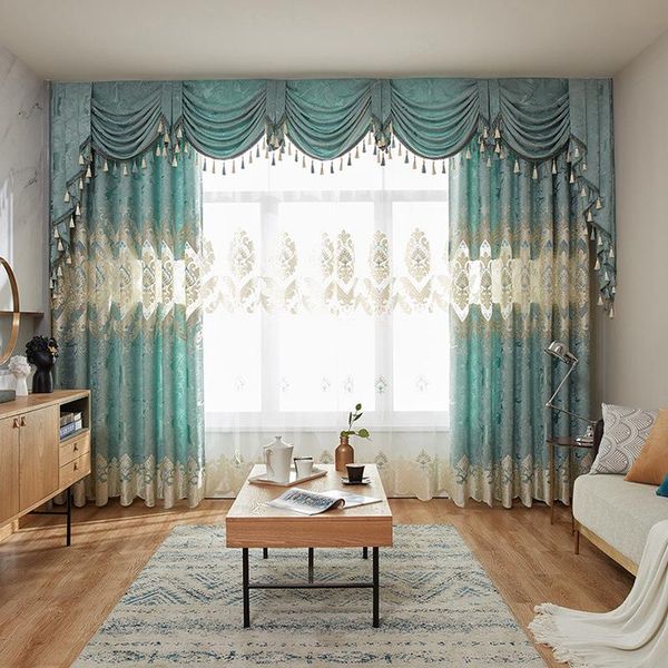 

curtain & drapes european-style curtains for living dining room bedroom light luxury chenille embroidered valance tulle