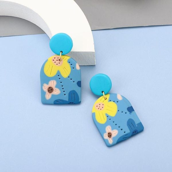 

dangle & chandelier lifefontier trendy cute flower polymer clay big long drop earrings for women fashion party female jewelry gifts, Silver