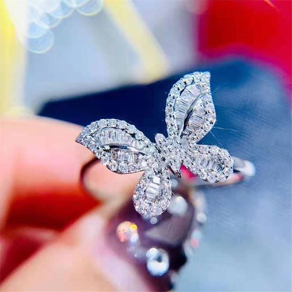 

vintage jewelry rings for women s925 silver cubic zirconia butterfly index finger bridal wedding ring drop shipping 3125, Golden;silver