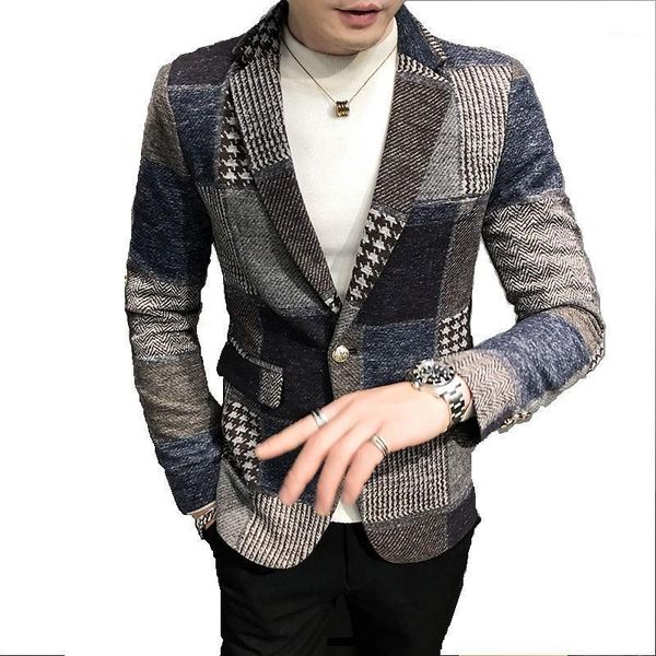 

casual net red small suit male korean version of the trend of slim plus velvet thick short woolen coat winter woolen coat1, White;black
