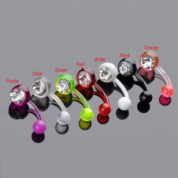 

1 шт. сияющий акриловый пирсинг живота омблиго 1.611 мм кристалл пупок пирсинг индийский стиль пупка ombligo pierce nombril нос кольцо h wmt, Black