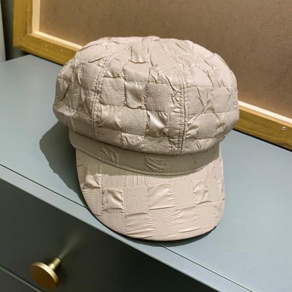 

stingy brim hats 202101-mayzhenzhen britain fold lattice fabric fashion leisure octagonal hat men women visors cap, Blue;gray
