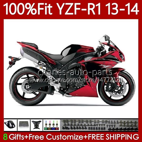 Motorrad-OEM-Körper für Yamaha YZF R 1 1000cca Glossy Red Blk YZF-R1 YZF1000 2013 2014 Bodywork 97NO.35 YZF R1 1000 CC YZFR1 13 14 YZF-1000 2013-2014 Injektionsformwarenverfahren