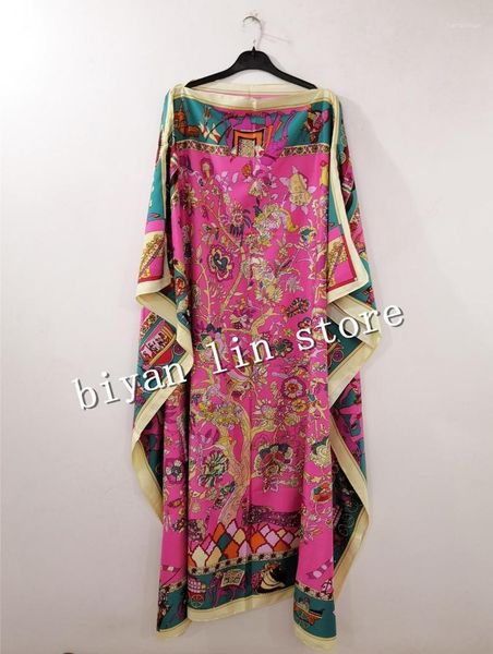

kuwait exclusive real silk dress length:130cm bust:130cm 2020 new fashion print dashiki women long dress/gown kaftan silk dress1, Red