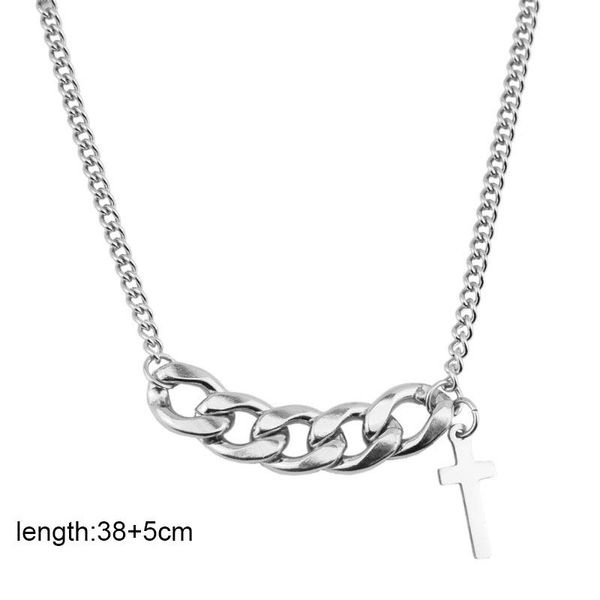 

sohot 2020 ins нержавеющая сталь минималистский стиль крест подвеска женщины человек choker ожерелье chic punk clavicle chain hiphop ювелирн, Black;white