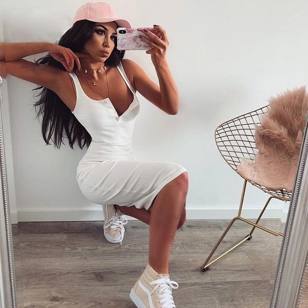 

cotton women tank dress knitted buttons scoop neck package hip mini dress new casual sleeveless ribbed pencil1, Black;gray