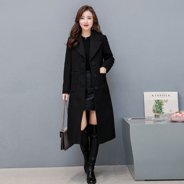

winter female section long sleeve wool new large fur coat women's coats mniu, Black