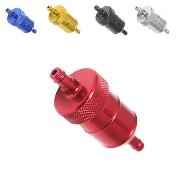 

8mm 5/16'' universal chrome aluminum fuel filter car petrol diesel inline aluminum inline fuel filter1