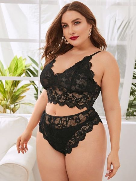

large deep v black lace underwear, Black;white