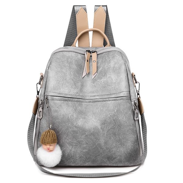 

pu soft leather fashion multi-purpose backpack zipper pocket female british retro all-match casual outdoor travel backpack