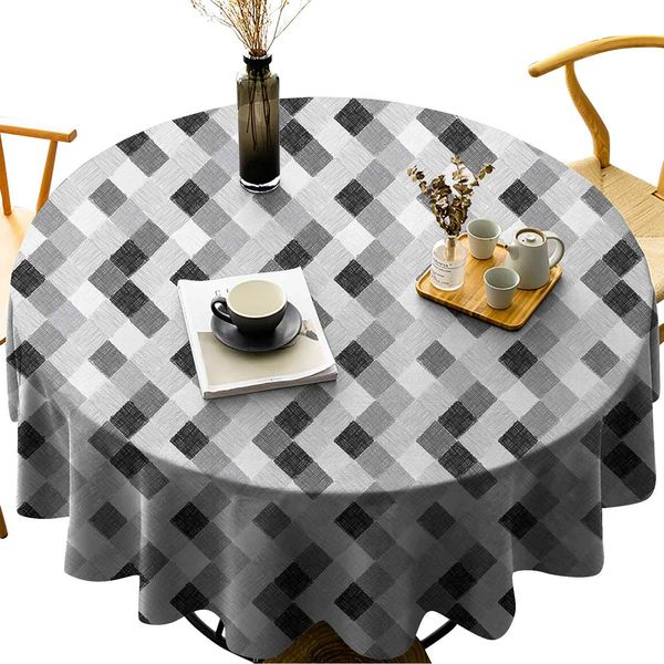 

waterproof round tablecloths square tartan forms sketchy textured lines with different tones design