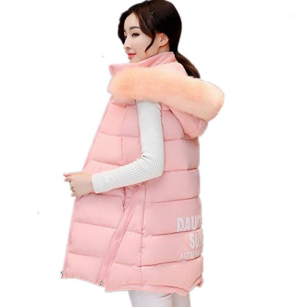 

winter vest women cato fur hooded thicken warm vest solid mouwlless jackets 2019 fashion wine red black k2021, Black;white