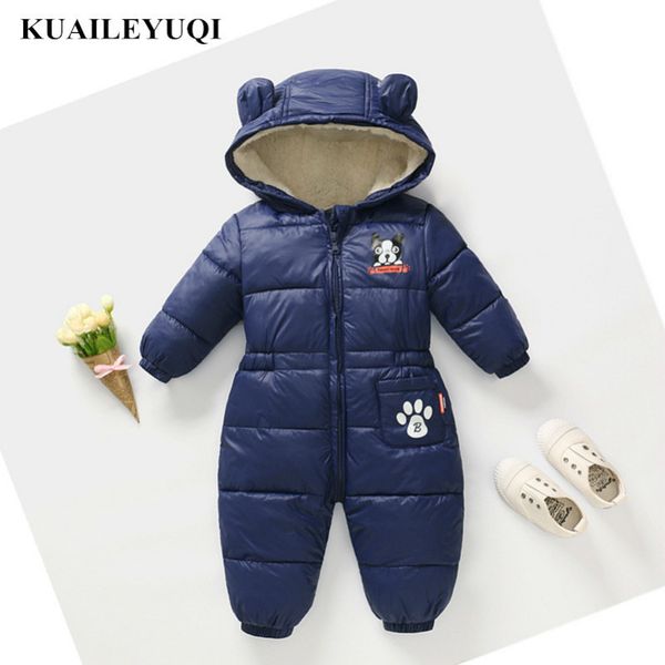 

2020 new winter spring rompers baby clothes children boy girls jumpsuit kids down cotton overalls snowsuit hooded parka clothing lj201007, Blue
