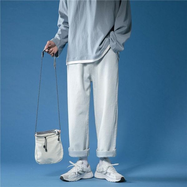 

spring wide-leg jeans men's fashion retro casual korean jeans men streetwear loose hip-hop straight denim trousers mens s-3xl, Blue