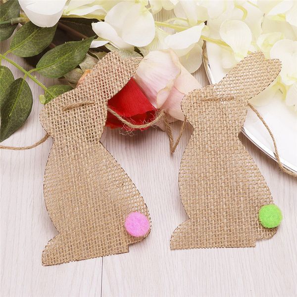 

happy easter vintage jute flag natural burlap banner for easter decorations bunny pattern bunting banner 2.5meter