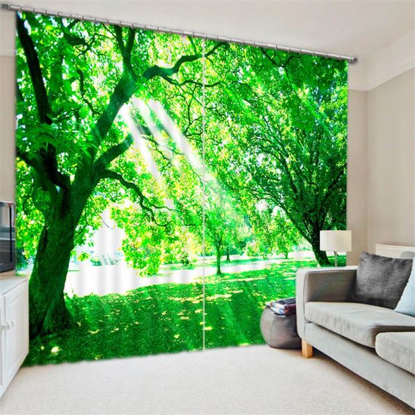 

curtain & drapes green blackout 3d window curtains living room bedroom cortinas rideaux customized size beautiful tree print pillowcase