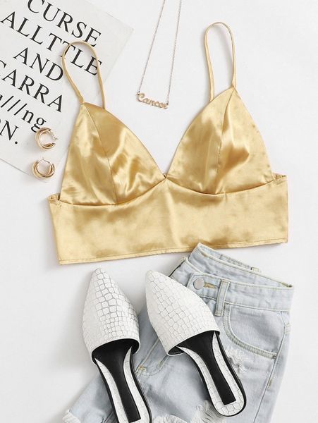 

shirred back satin bralette z5pe#, White