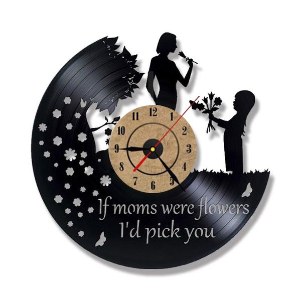 

happy mother's day vinyl record clock hollow round silent led clocks hanging clock unique gift for great mom home decor q jllqzz