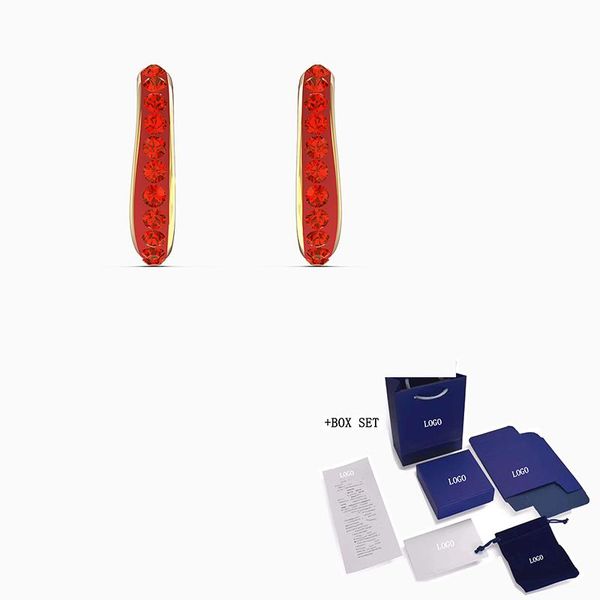 

stud 2021 fashion swa the elements pierced earrings magnificent red fire sign decorative female jewelry gifts, Golden;silver